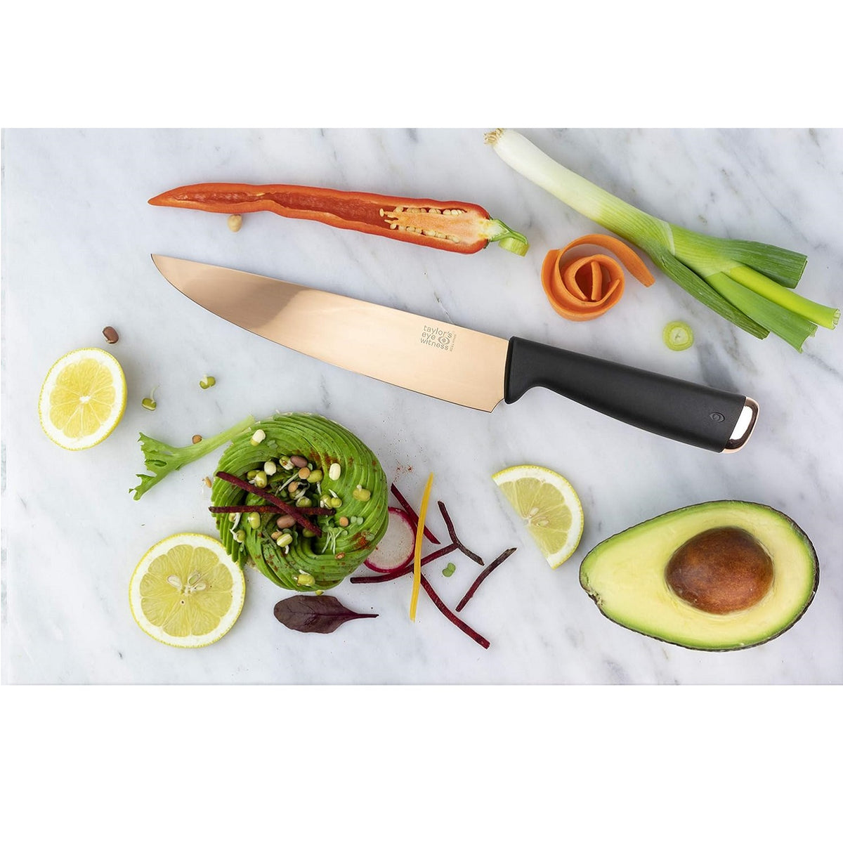 Taylors Eye Witness Juno Chefs Knife Rose Gold 20cm LMS28RG06 | Titanium Nitrated Plate | Precision Ground