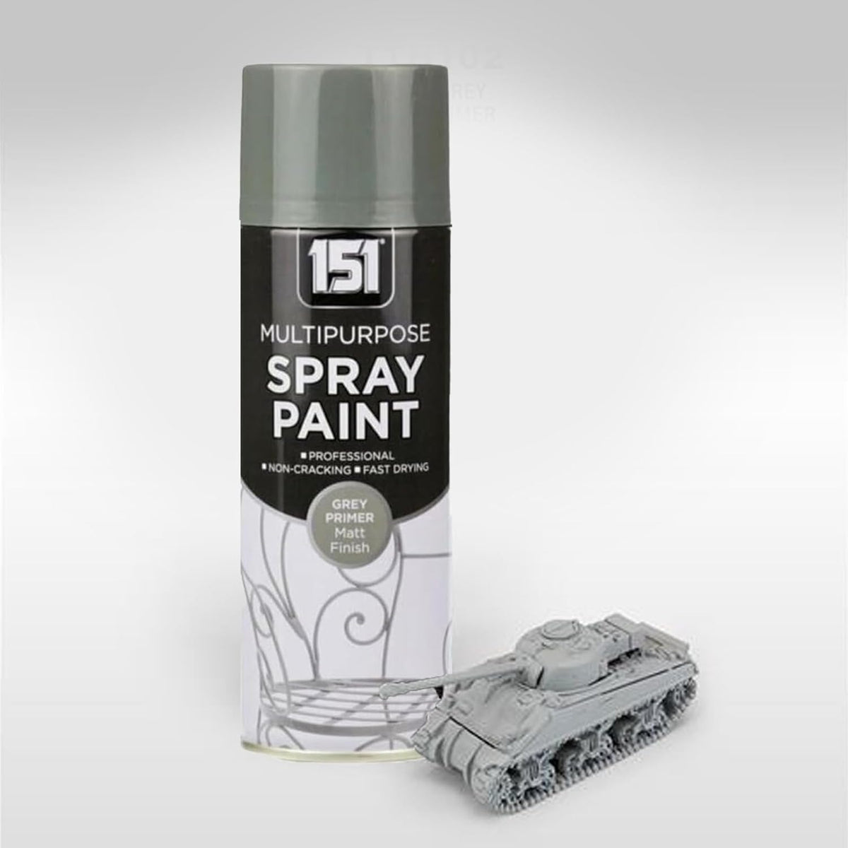 151 Multipurpose Spray Paint Grey Primer Matt Finish 400ml TAR031 | For DIY and Repairs | Professional | Fast Drying | Non-Cracking | Coat Anything Inside and Outside