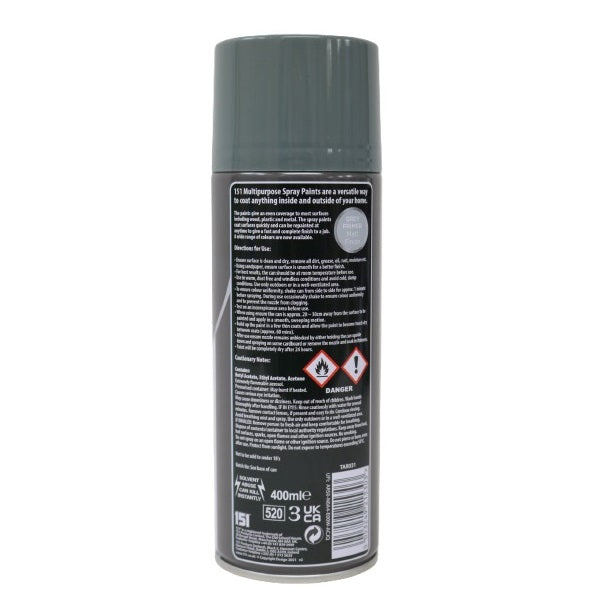151 Multipurpose Spray Paint Grey Primer Matt Finish 400ml TAR031 | For DIY and Repairs | Professional | Fast Drying | Non-Cracking | Coat Anything Inside and Outside