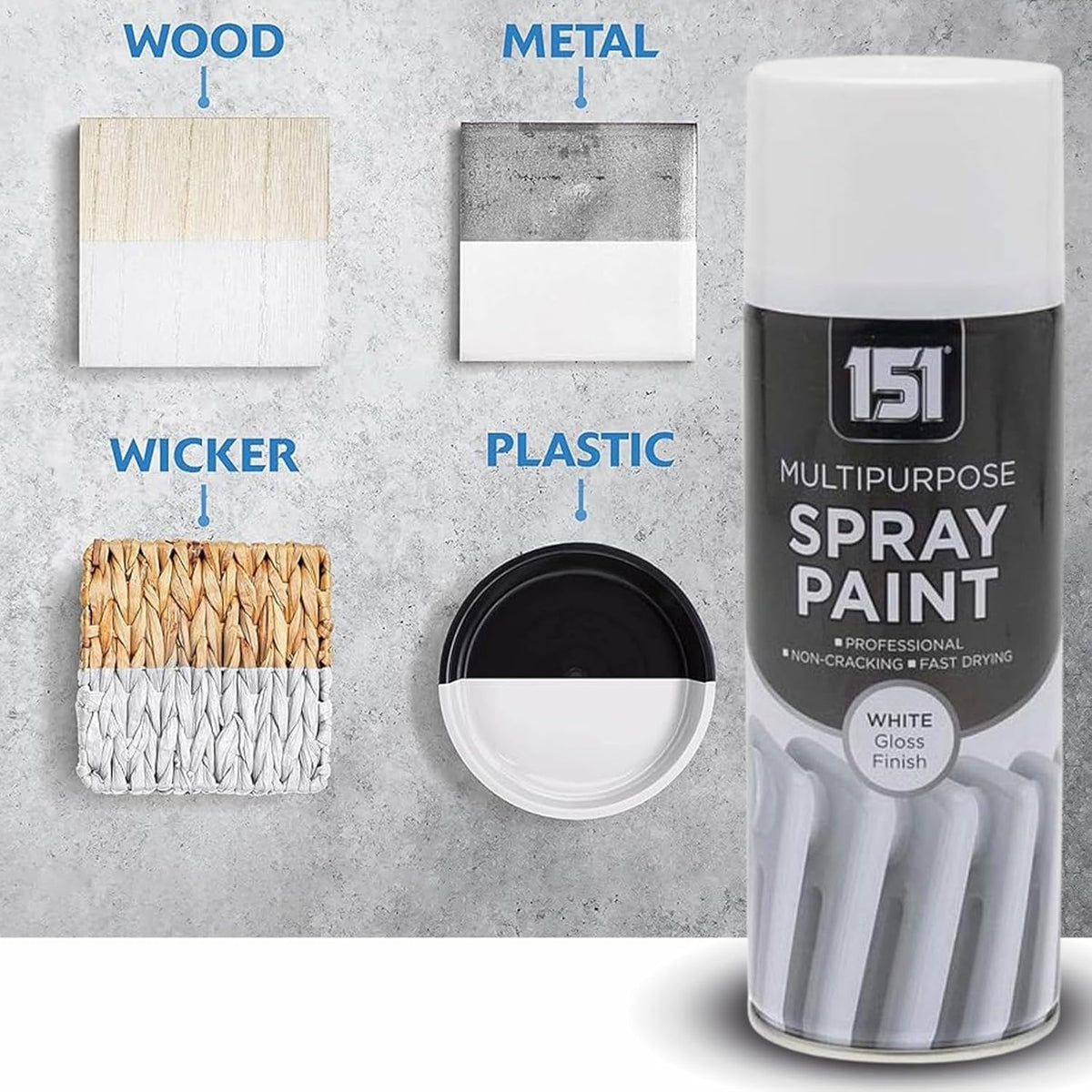 151 Multipurpose Spray Paint White Gloss Finish 400ml TAR026 | For DIY and Repairs | Professional | Fast Drying | Non-Cracking | Coat Anything Inside and Outside