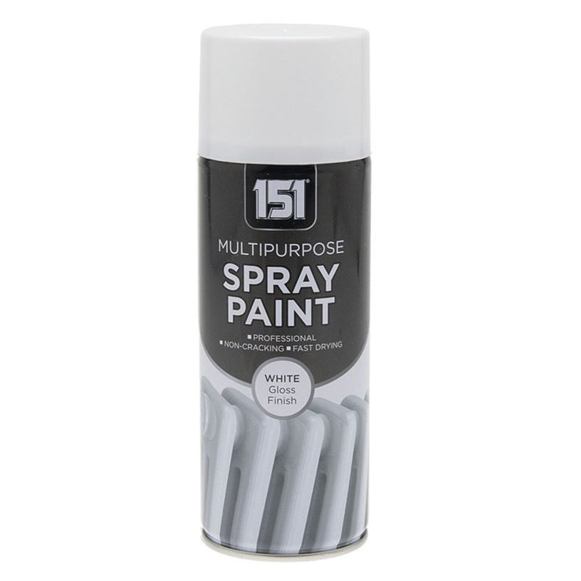 151 Multipurpose Spray Paint White Gloss Finish 400ml TAR026 | For DIY and Repairs | Professional | Fast Drying | Non-Cracking | Coat Anything Inside and Outside