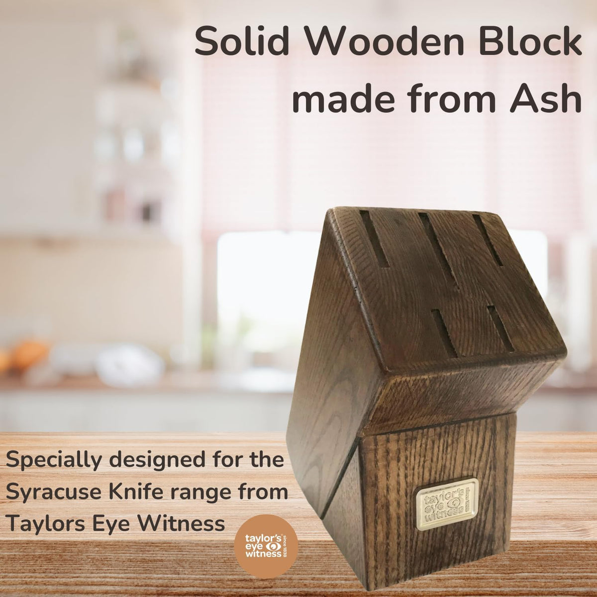 Taylors Eye Witness Syracuse 5 Slots Empty Wooden Knife Block Ash Black 8121