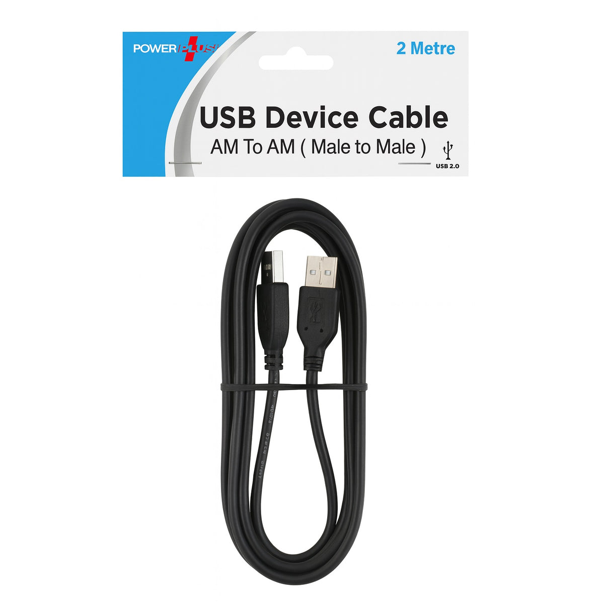 Powerplus USB Male to USB Male Device Cable Black 2Mtr 2055 | USB 2.0