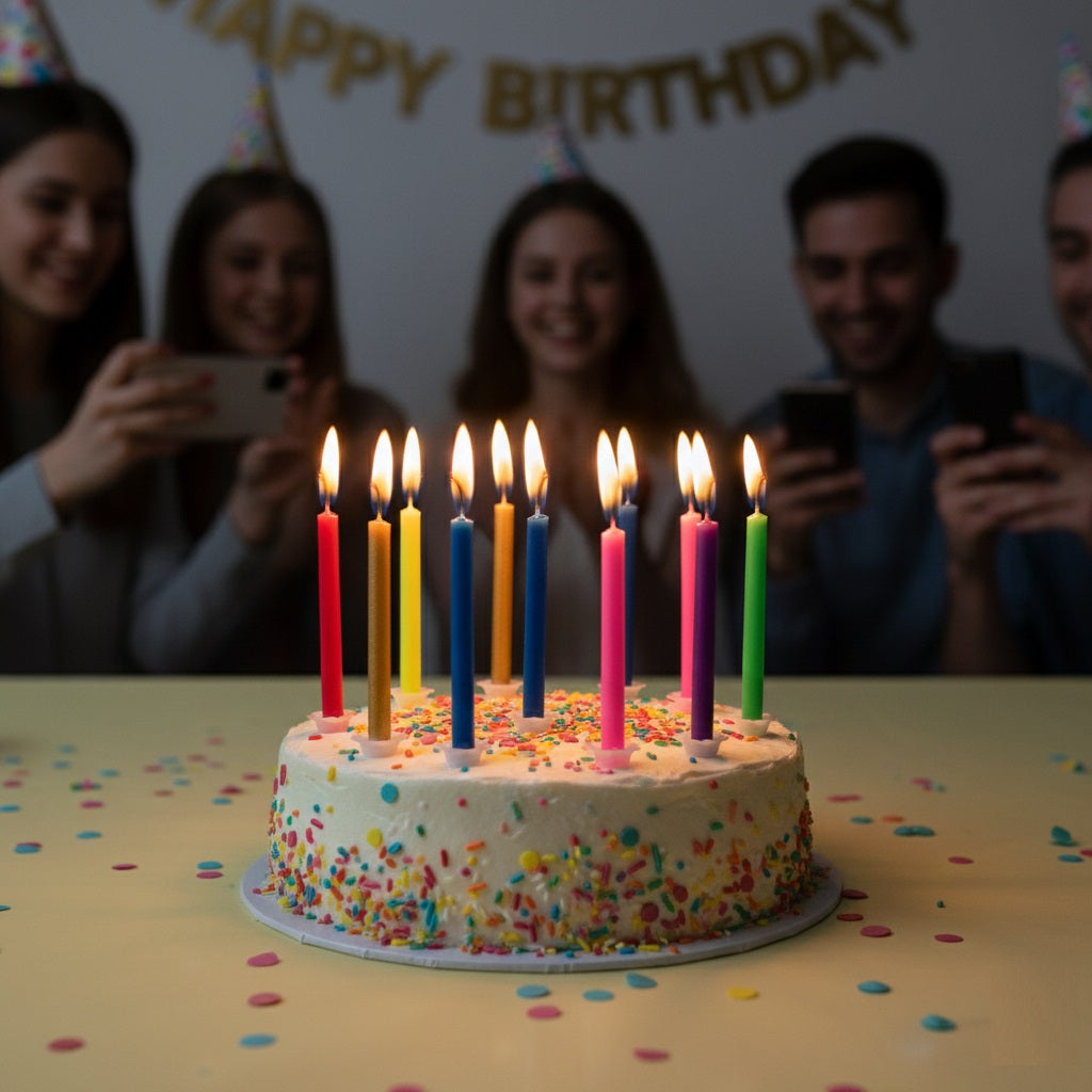Jaunty Partyware Coloured Flame Birthday Candles Assorted Pack of 12 324165