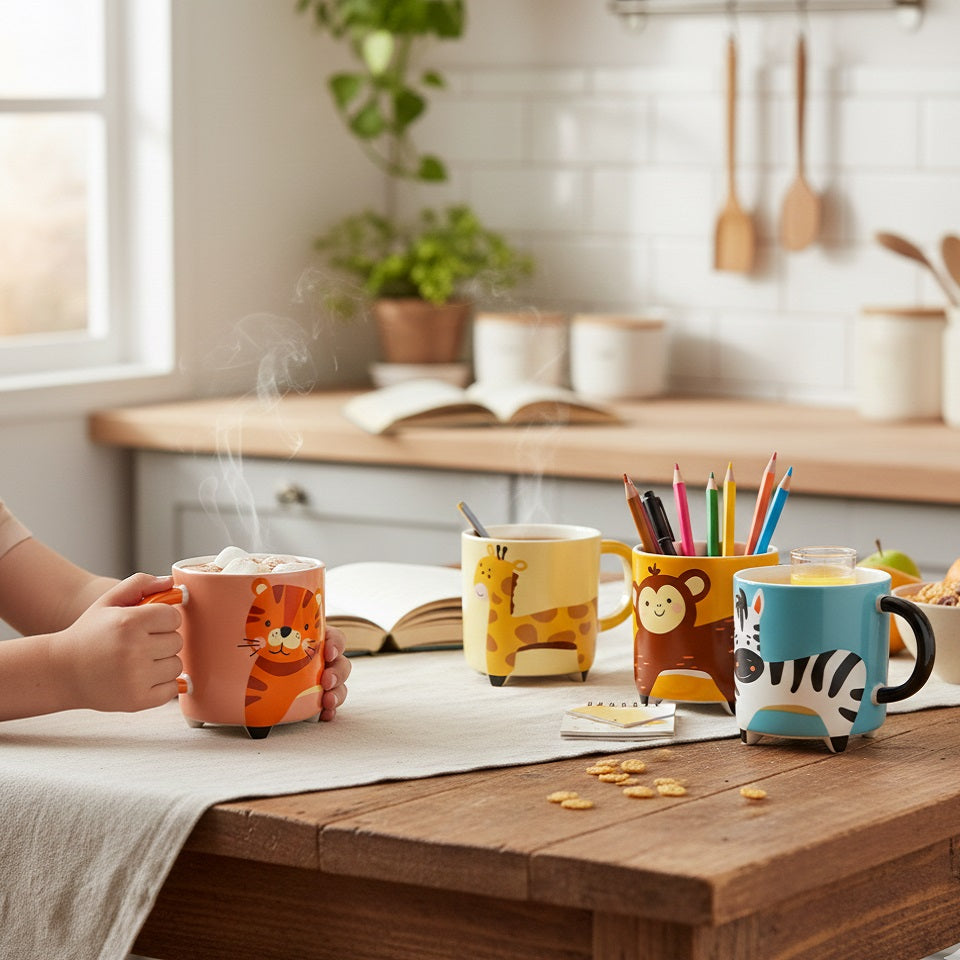 Kids Animal Print Stoneware Mug Assorted 330ml Pack of 1 Q97001380
