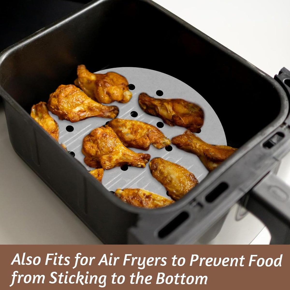 Every Chef Round Air Fryer Liners White Pack of 50 20cm x 20cm 324325 | Non-Stick | For Standard Air Fryers | Catches Drips | Protects Basket | Improves Steam Circulation | Great for Wide Range of Foods | Made from Food Grade