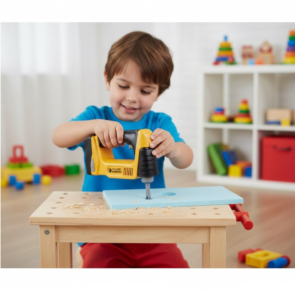 Kids Electric Screwdriver Yellow 15.5cm x 6cm x 17cm S34495710 | Suitable for Age 3 Plus | Removable Battery Module