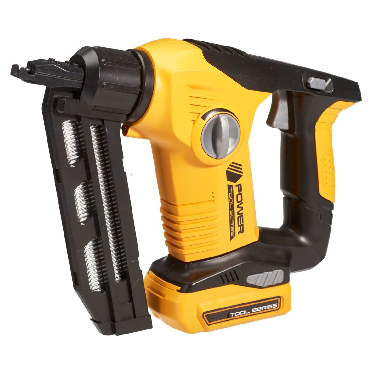 Kids Nail Gun with Sound and Light Black and Yellow 26cm x 7cm x 19cm S34495730 | Two Gears Forward and Backward | Slow-Fast Two Gears | Removable Battery Module