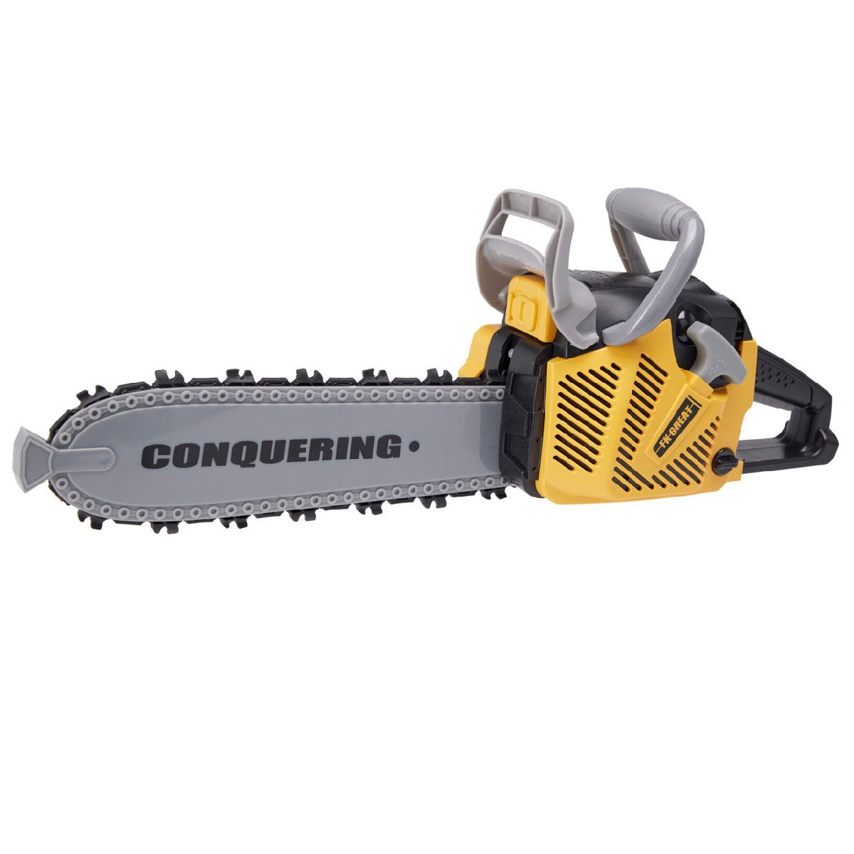 Kids Toy Chainsaw Grey and Yellow 41cm x 8.5cm x 14.5cm S34495700 | Simulation Experience Analog Sound Lighting