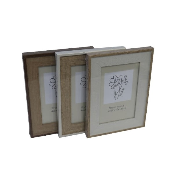 Decorative Wooden Photo Frame Assorted Colours 4-Inch x 6-Inch FL2200380 | Rustic and Neutral Colour Options | Ideal for Home-Office and Gift Use