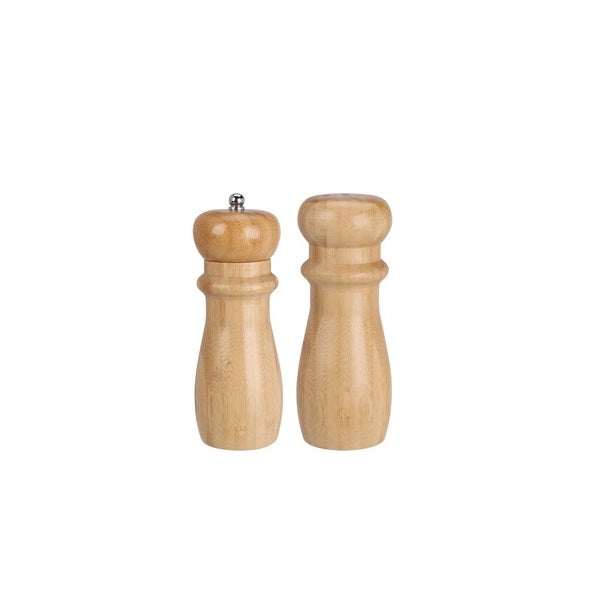 Excellent Houseware Bamboo Salt and Pepper Mill Set Brown 5cm x 16cm 150ml Pack of 2 101004360 | Ceramic Grinder Set