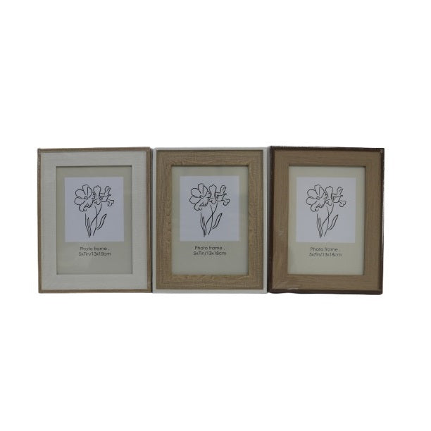Decorative Wooden Photo Frame Assorted Colours 5-Inch x 7-Inch FL2200390 | Rustic and Neutral Colour Options | Ideal for Home-Office and Gift Use