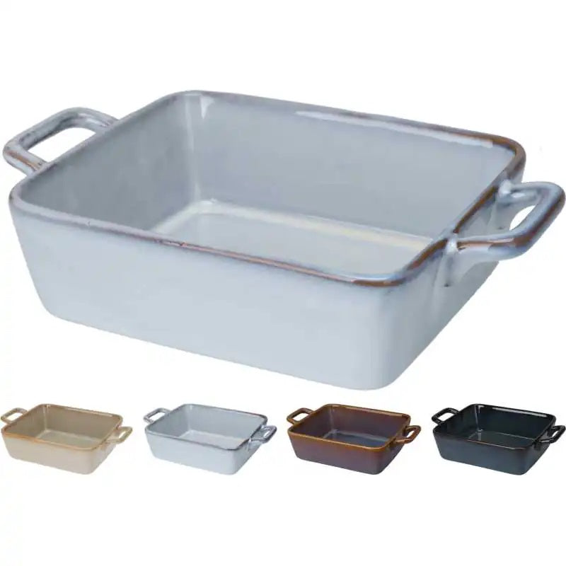 Ceramic Oven Dish with Handles Assorted Colours 950ml Q51200660 | Deep Oven-Safe Roasting Dish