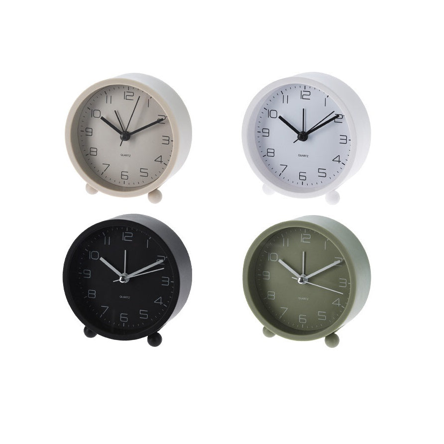 H and S Collection Wekker Alarm Clock Alarm Clock Assorted Colours 95mm x 40mm HZ1601340 | Silent Non-Ticking Bedside Table Clock | Easy-Read Number Dial | Compact and Stylish