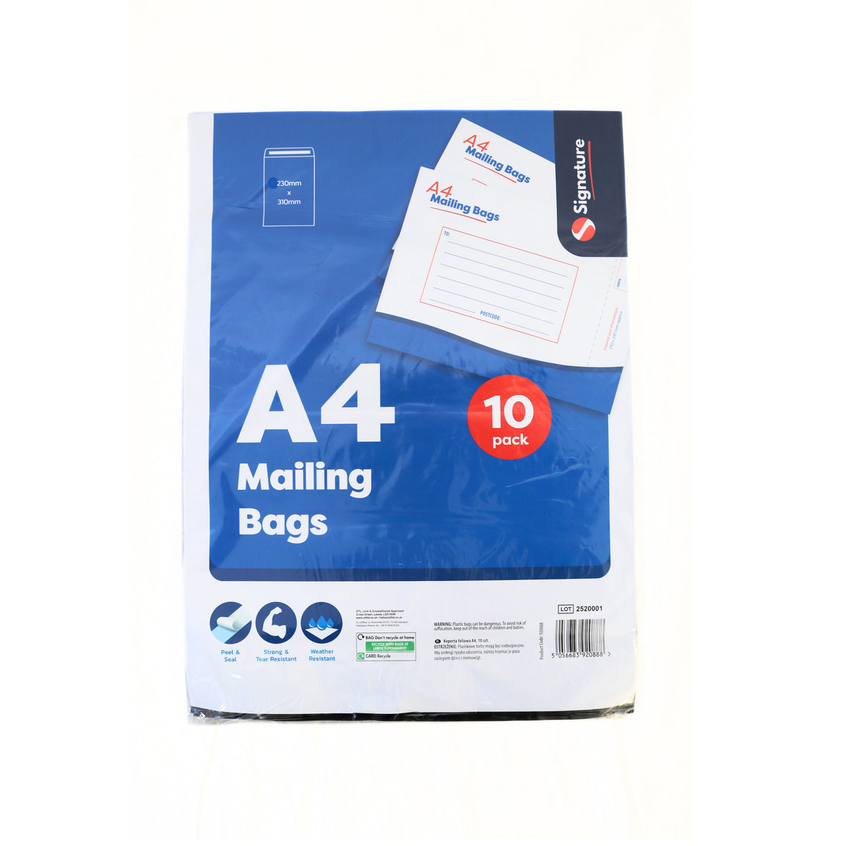 OTL A4 Mailing Bags White 210mm x 310mm Pack of 10 324211 | Peel and Seal | Strong and Tear Resistant | Weather Resistant