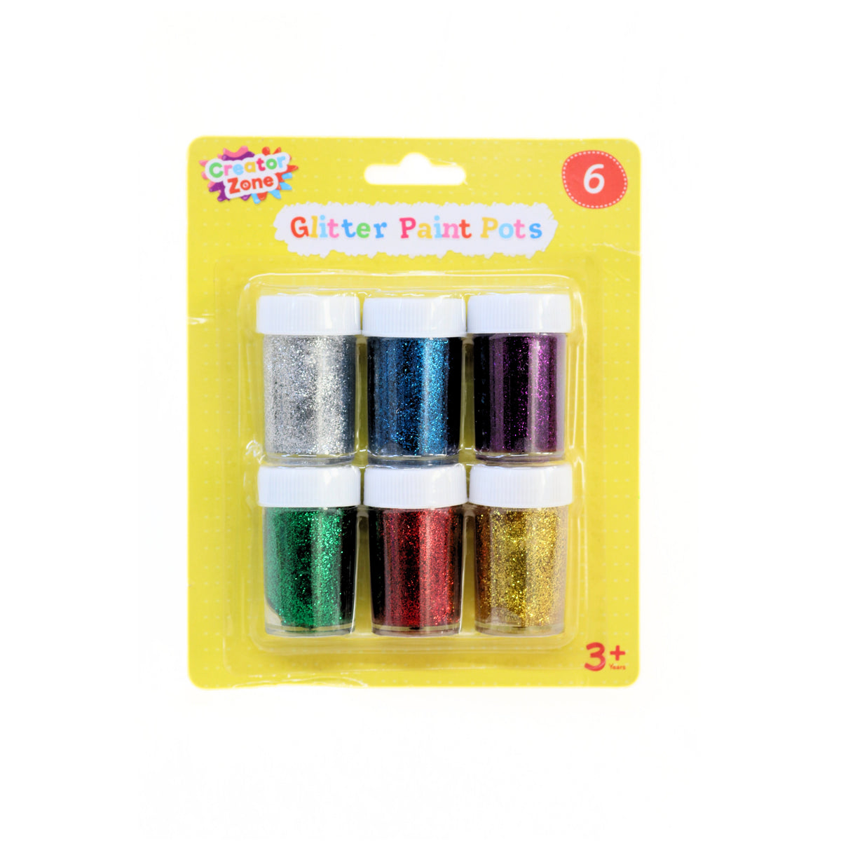 OTL Creator Zone Glitter Paint Pots Assorted 120ml Pack of 6 324236 | Suitable for Age 3 Plus