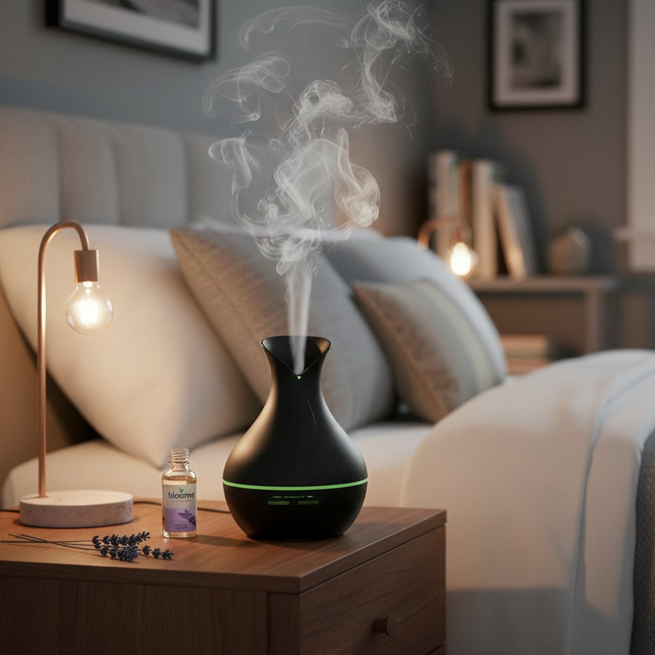 OTL Bloome Collection Aroma Mist Vase Diffuser Lavender with Soft Light Assorted 930337 324596 | Infused with Essential Oils | Includes 1x 10ml Fragrance Oil-USB-A to USB-C Cable