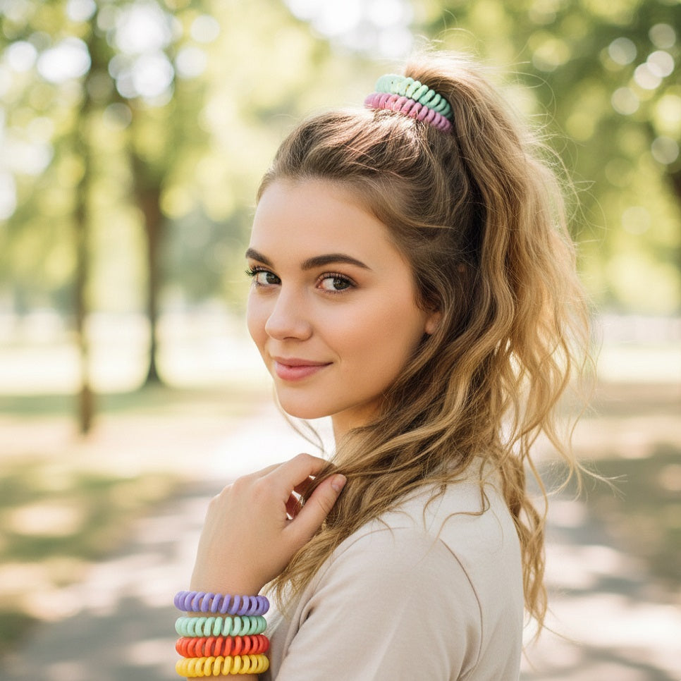 OTL Coloured Spiral Hair Ties Assorted Small Pack of 6 324125