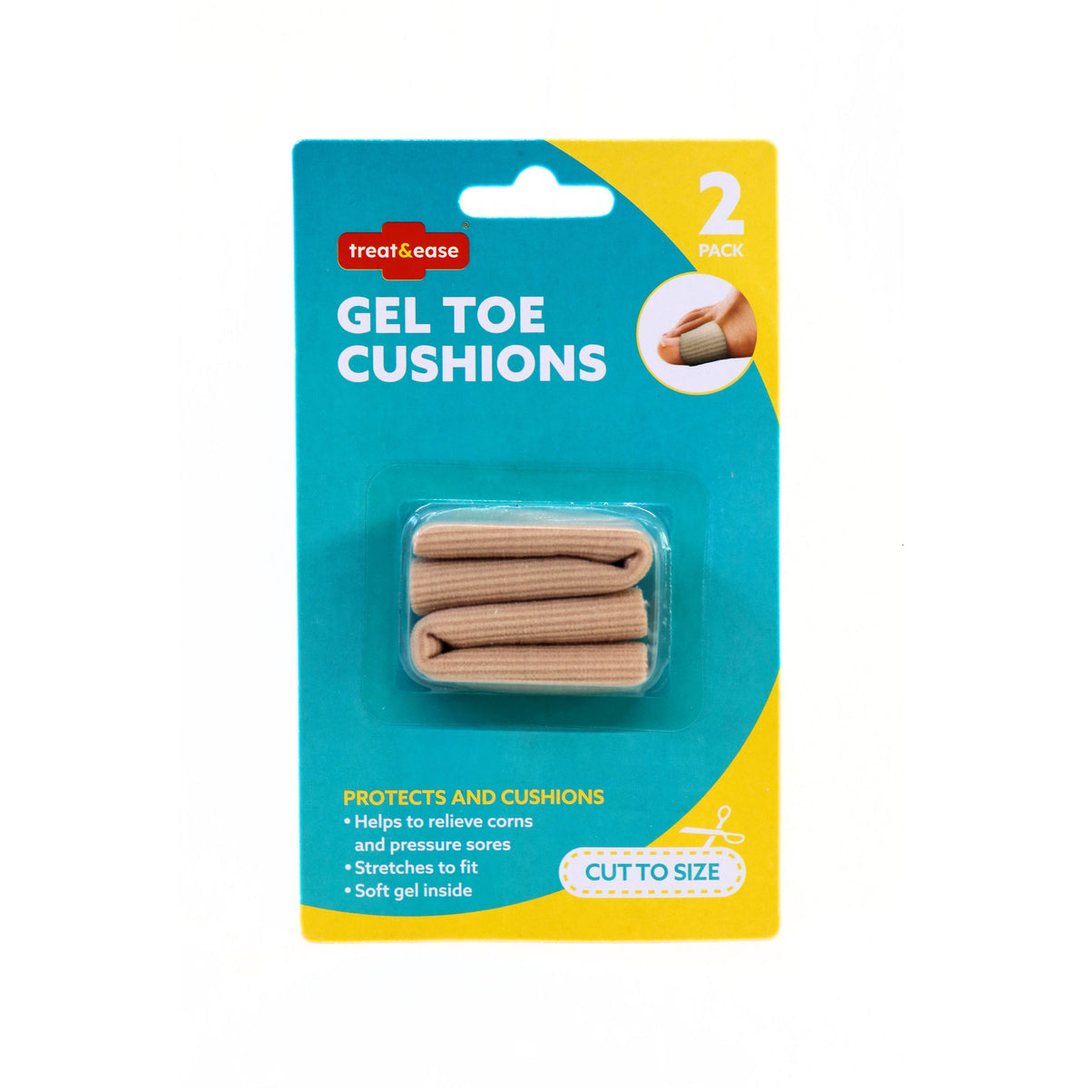 OTL Treat and Ease Gel Toe Cushions Beige Pack of 2 324459 | Protects and Cushions | Helps Relieve Corns and Pressure Sores | Stretches to Fit | Soft Gel Inside | Cut to Size