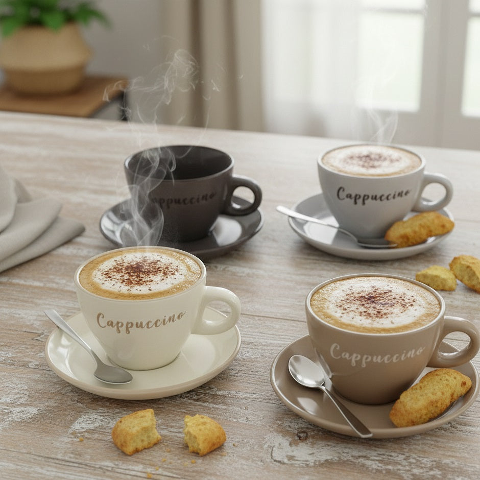Stoneware Cup and Saucer Assorted Set of 4 Q99000210
