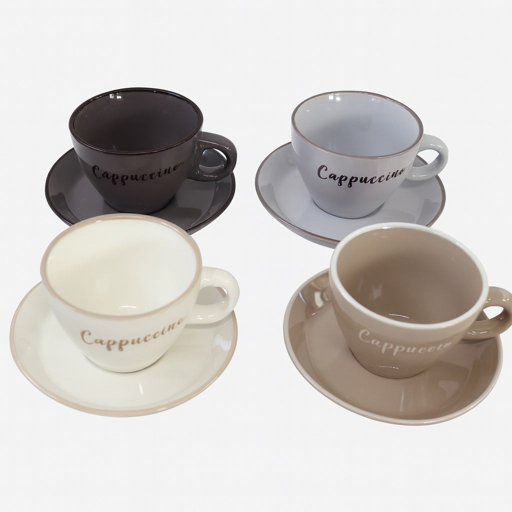 Stoneware Cup and Saucer Assorted Set of 4 Q99000210