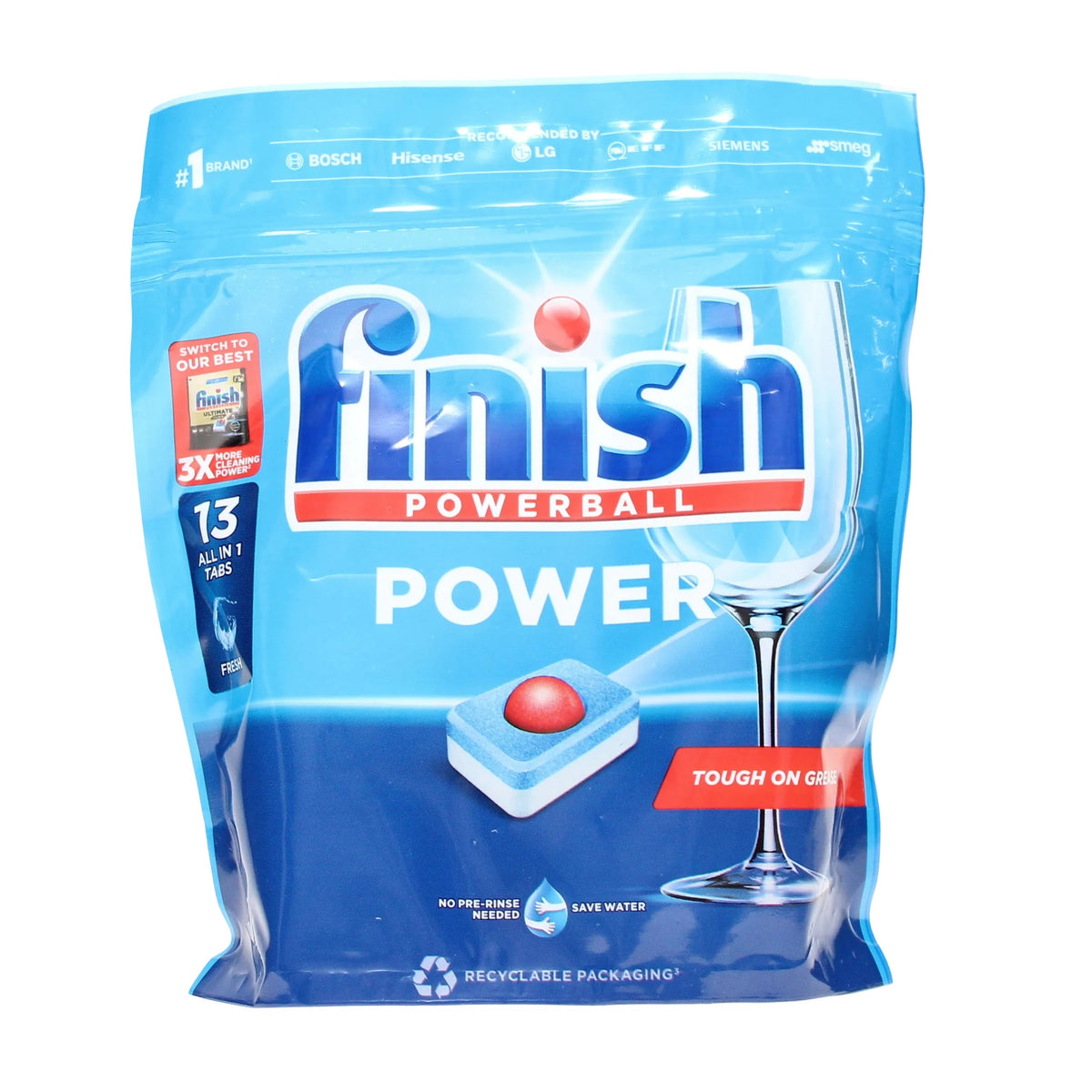 Finish Powerball All in 1 Dishwasher Tabs Blue Pack of 13 472883 | Tough on Grease | No Pre-Rinse Needed