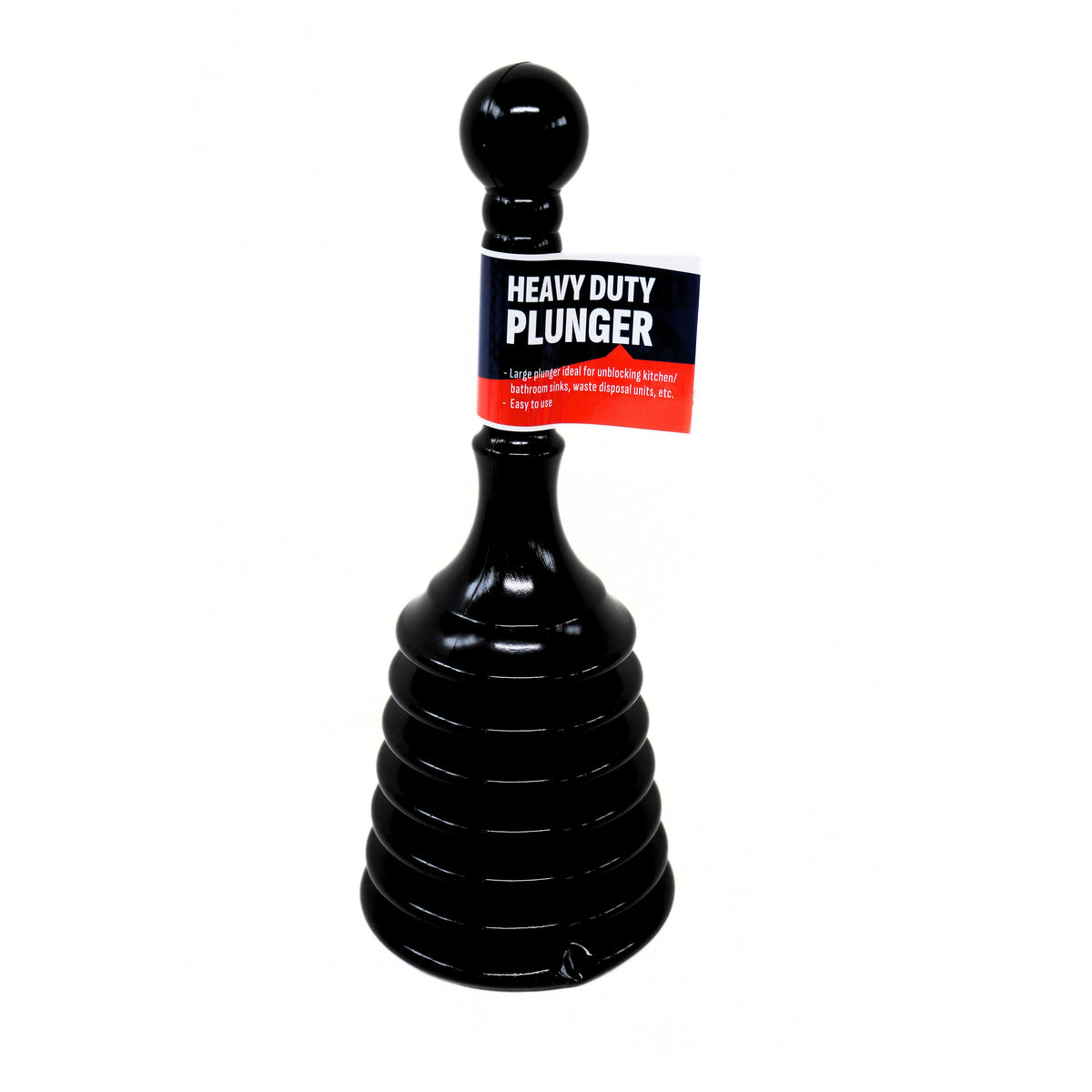Marksman Heavy Duty Plunger Black Large 23051R | Ideal for Unblocking Kitchen-Bathroom Sinks-Waste Disposal Units | Easy to Use