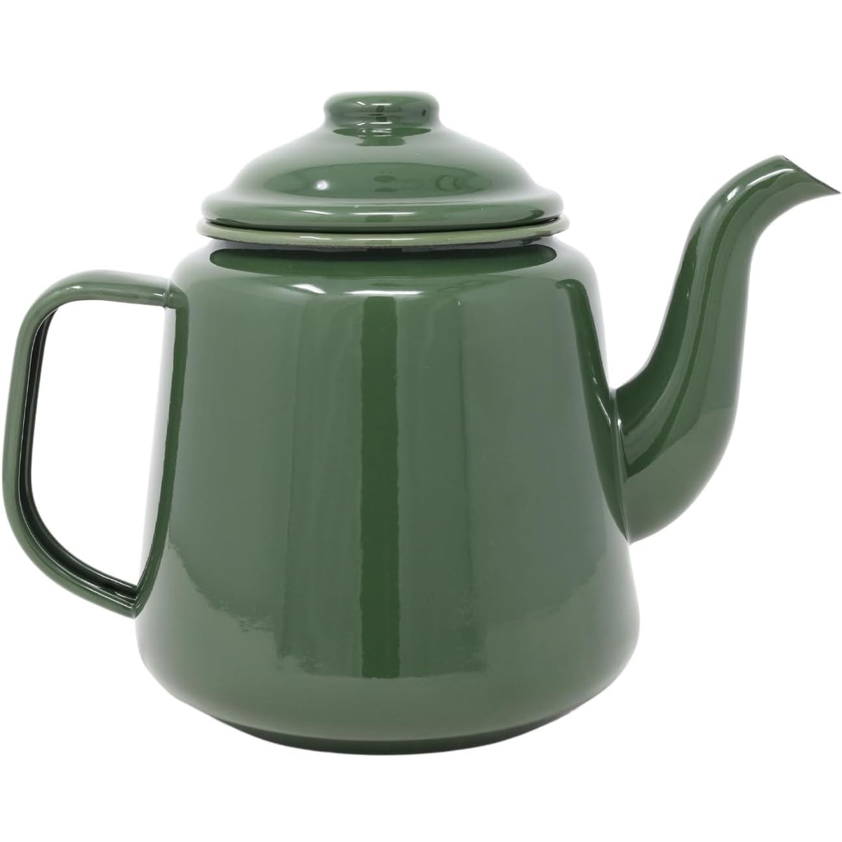 Housewares Enamel Tea Pot with Lid Green 12cm 69612GR | Pour Spout and Handle