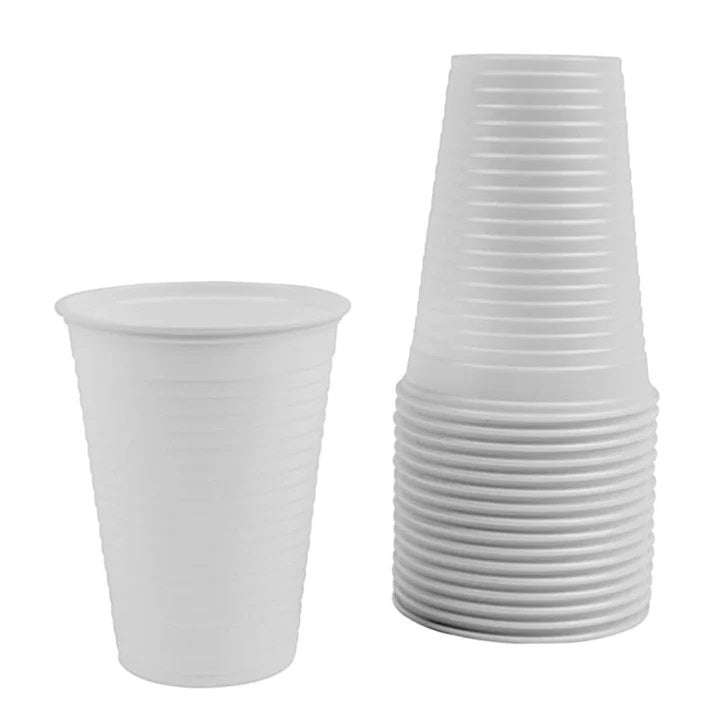 DID Plastic Cups White 180cc Pack of 100 BV9804 | Disposable Drinking Cups | Ideal for Parties and Catering