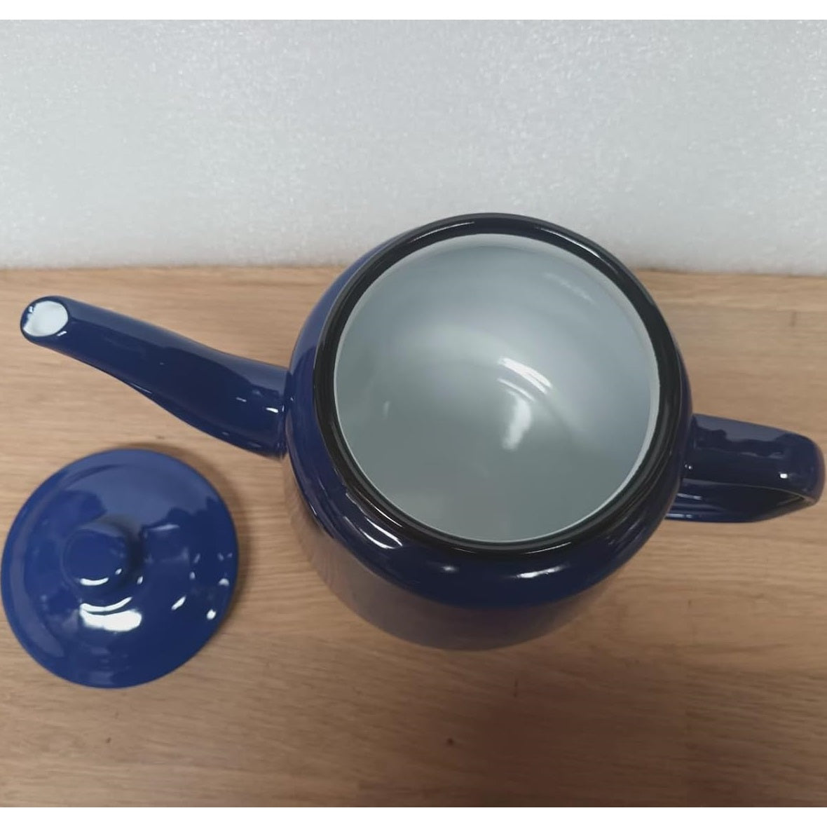 Housewares Enamel Tea Pot with Lid Blue 12cm 69612BL | Pour Spout and Handle