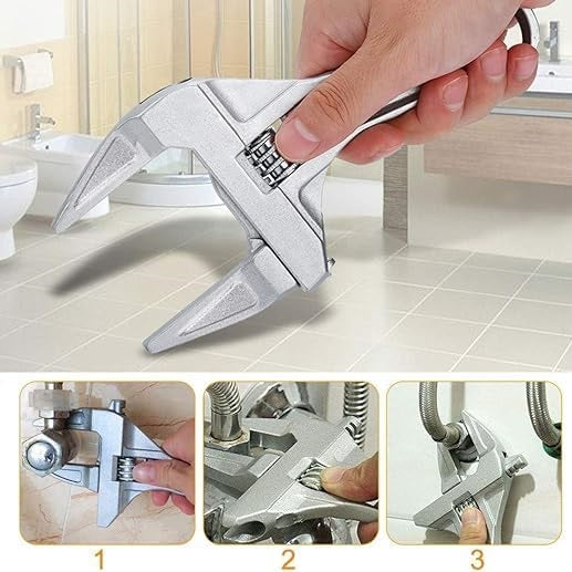 Amtech 2-in-1 Extra Wide Jaw Adjustable Wrench Silver C2850 | 6â€“68mm Opening Jaw | Dual-Purpose Reversible Flip-Jaw | Precision Worm Gear
