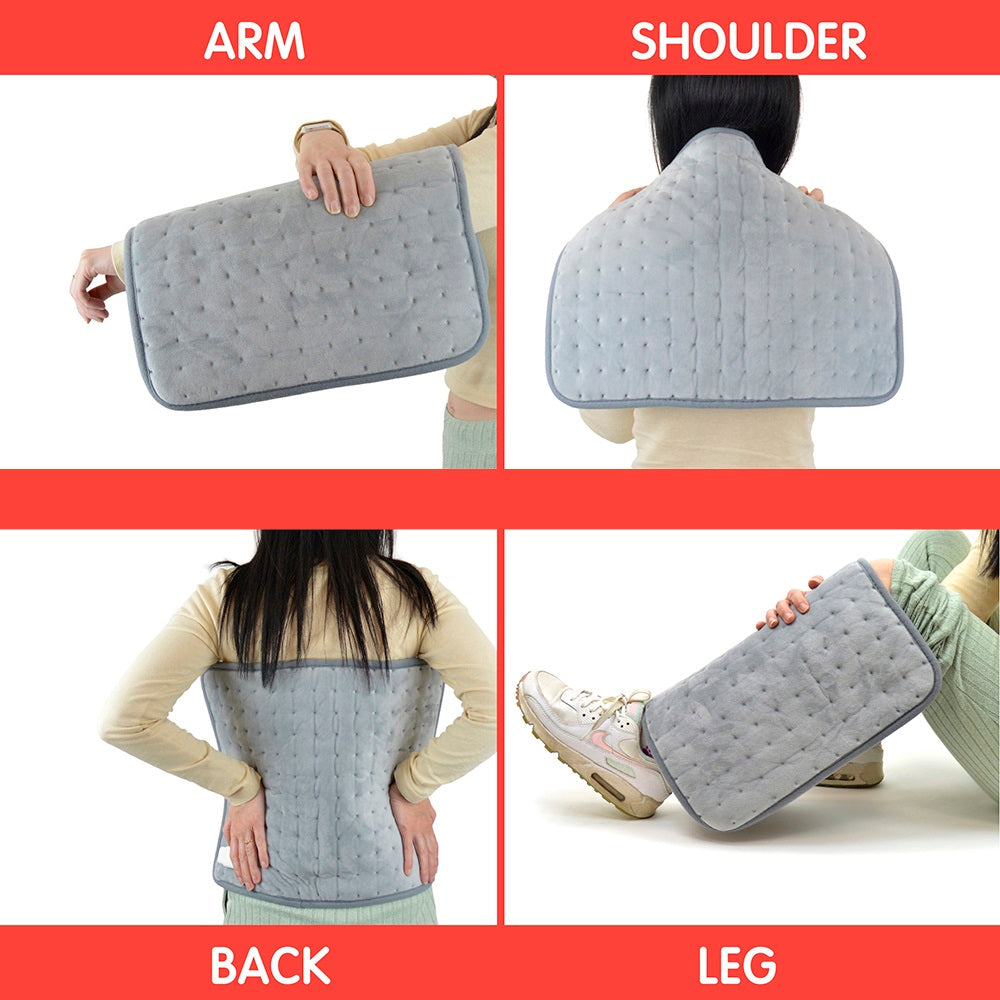 Elpine Electric Heat Pad Grey 450mm Ã— 350mm 31524C | 3 Heat Settings | Soft Cushioned MicroPlush | Helps Pain Relief and Muscle Aches | For Sore Muscles in Back- Neck-Shoulders and Legs | Skin-Friendly | Stay Calm and Relaxed with Targeted Heat Therapy