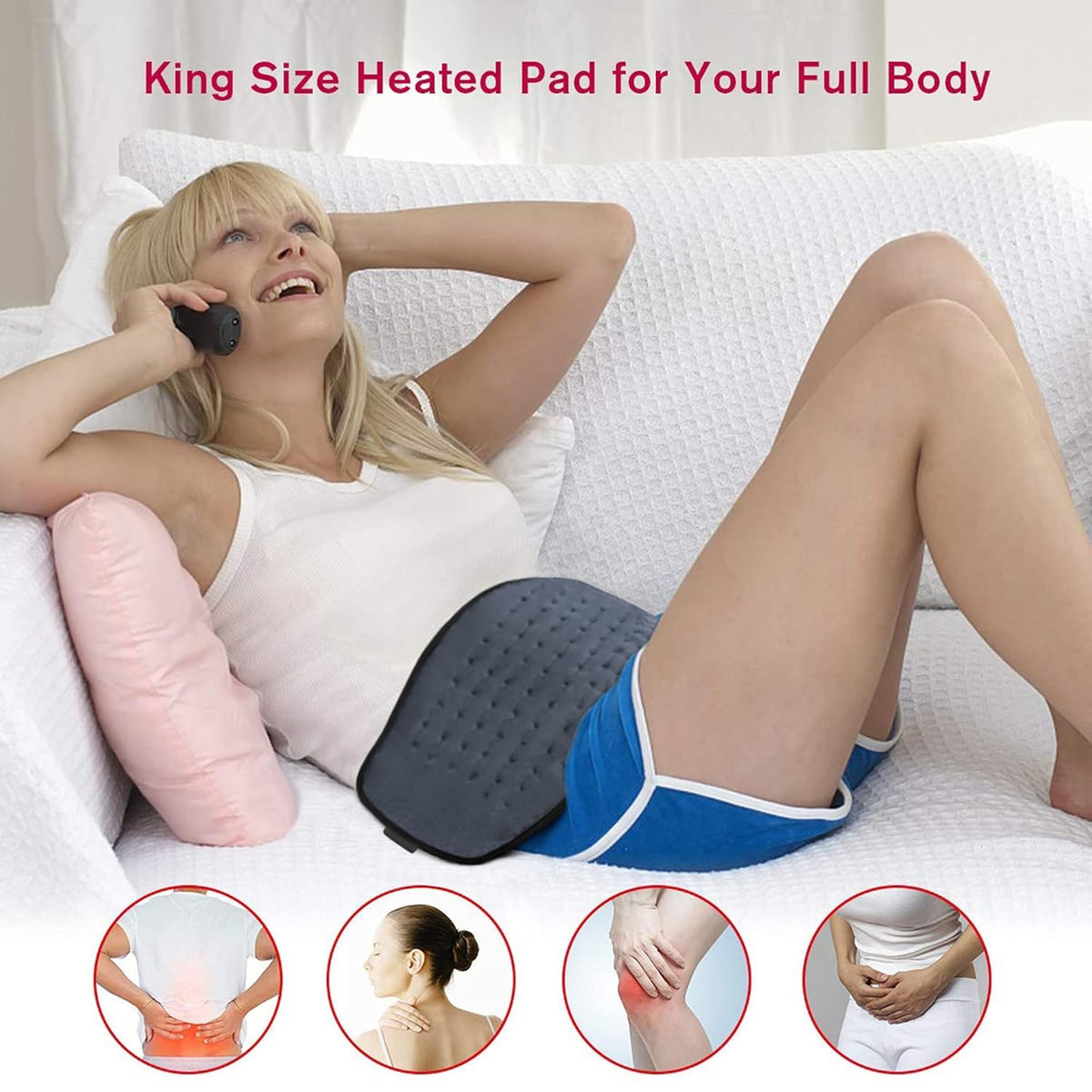 Elpine Electric Heat Pad Grey 450mm Ã— 350mm 31524C | 3 Heat Settings | Soft Cushioned MicroPlush | Helps Pain Relief and Muscle Aches | For Sore Muscles in Back- Neck-Shoulders and Legs | Skin-Friendly | Stay Calm and Relaxed with Targeted Heat Therapy