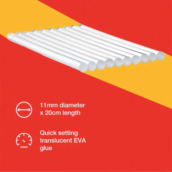 Amtech Glue Gun Stick White 200mm x 11mm Pack of 10 J1932 | Creates a Strong-Secure Bond | Ideal for DIY Projects and Crafts | Compatible with Amtech Dent Pullar Set | Quick Setting Translucent EVA Glue