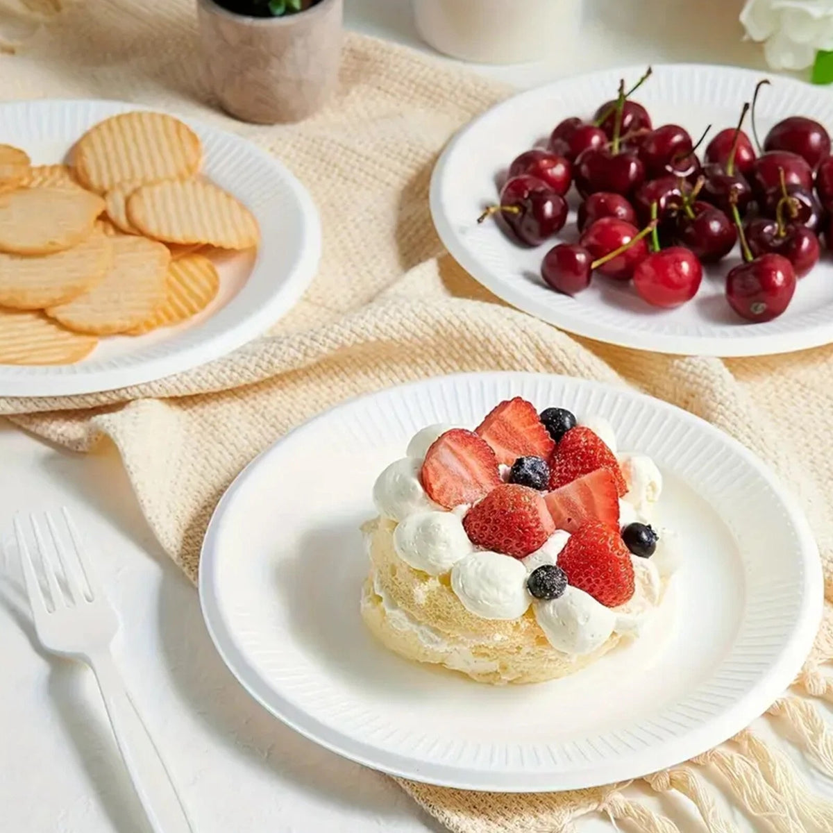 EcoWise Paper Plates White 9-Inch Pack of 100 EC-0027 | Natural-Recyclable and Eco-Friendly Disposable Plates | Made from Sustainable Sources