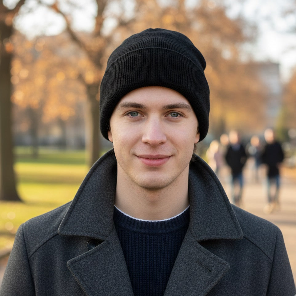 DID Mens Thermal Winter Hat Black OD4242 | Acrylic and Polyester Fleece