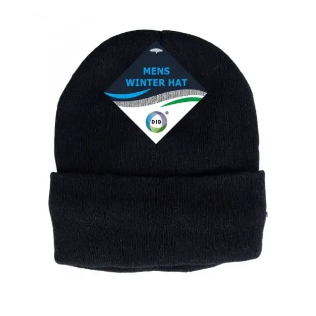 DID Mens Thermal Winter Hat Black OD4242 | Acrylic and Polyester Fleece