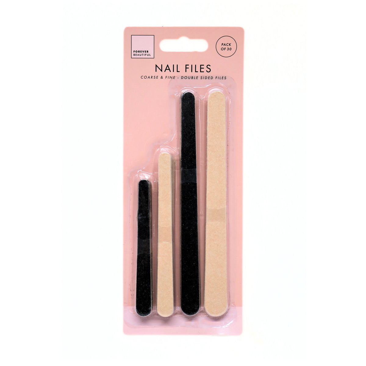 Forever Beautiful Nail Files Coarse and Fine Double Sided Assorted Pack of 30 PER3909