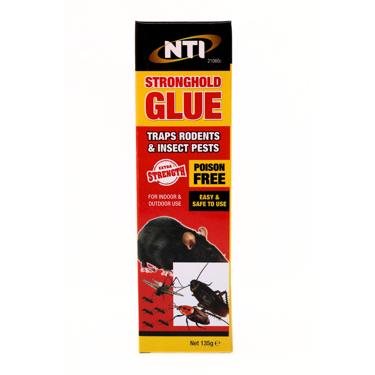 NTI Stronghold Glue 135g 21060C | Traps Rodents and Insects Pests | Poison Free | Extra Strength | Easy and Safe to Use | For Indoor and Outdoor Use
