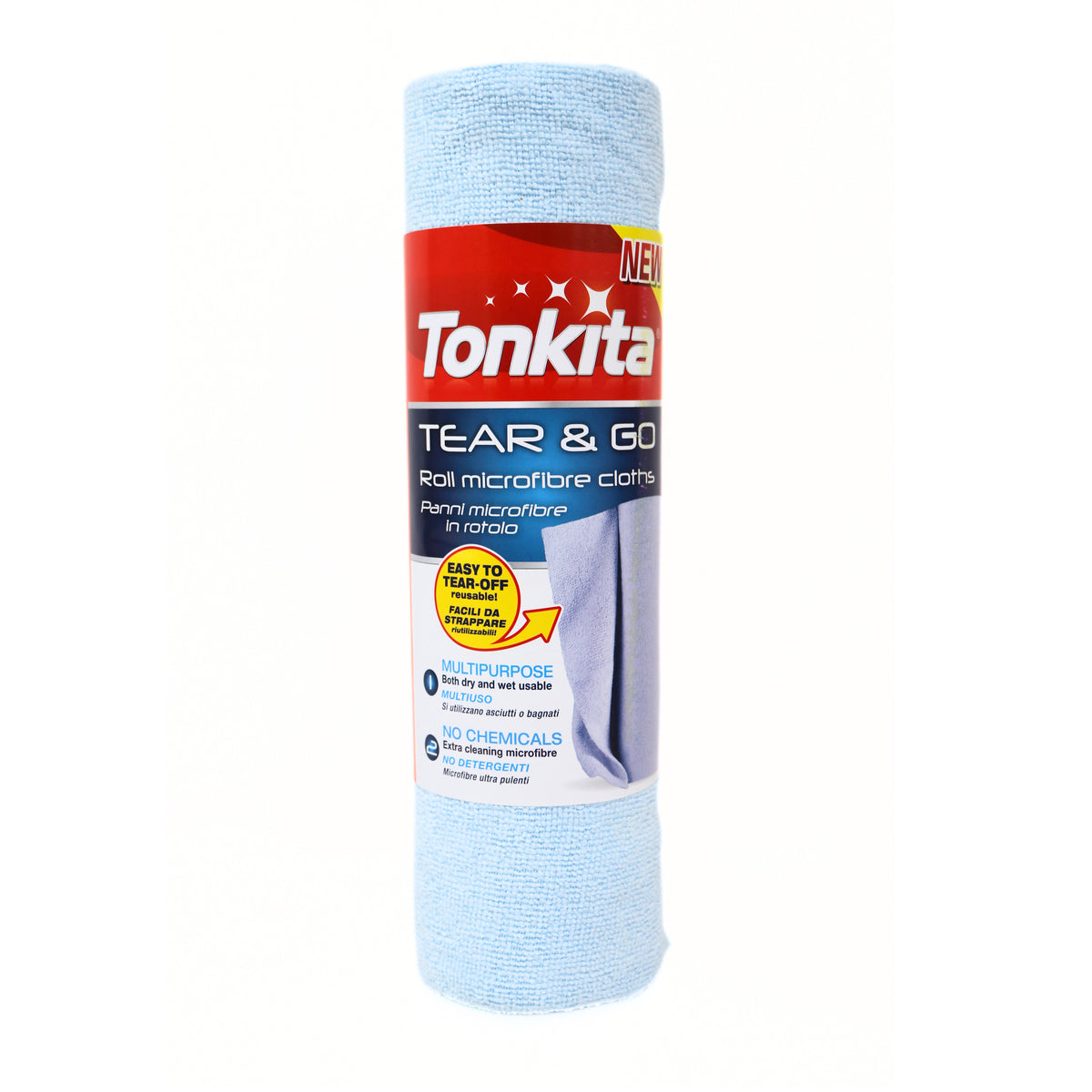 Tonkita Tear and Go Roll Microfibre Cloths Blue Pack of 20 TK28615 | Easy to Tear Off | Reusable | Multipurpose-Both Dry and Wet Usable | No Chemicals-Extra Cleaning Microfibre