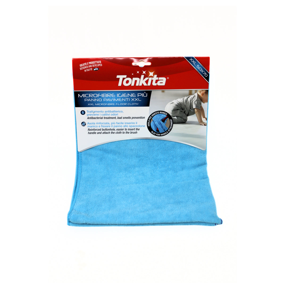 Tonkita Microfibre Floor Cloth Blue XXL 50cm x 70cm TK2867 | Antibacterial Treatment | Bad Smells Prevention