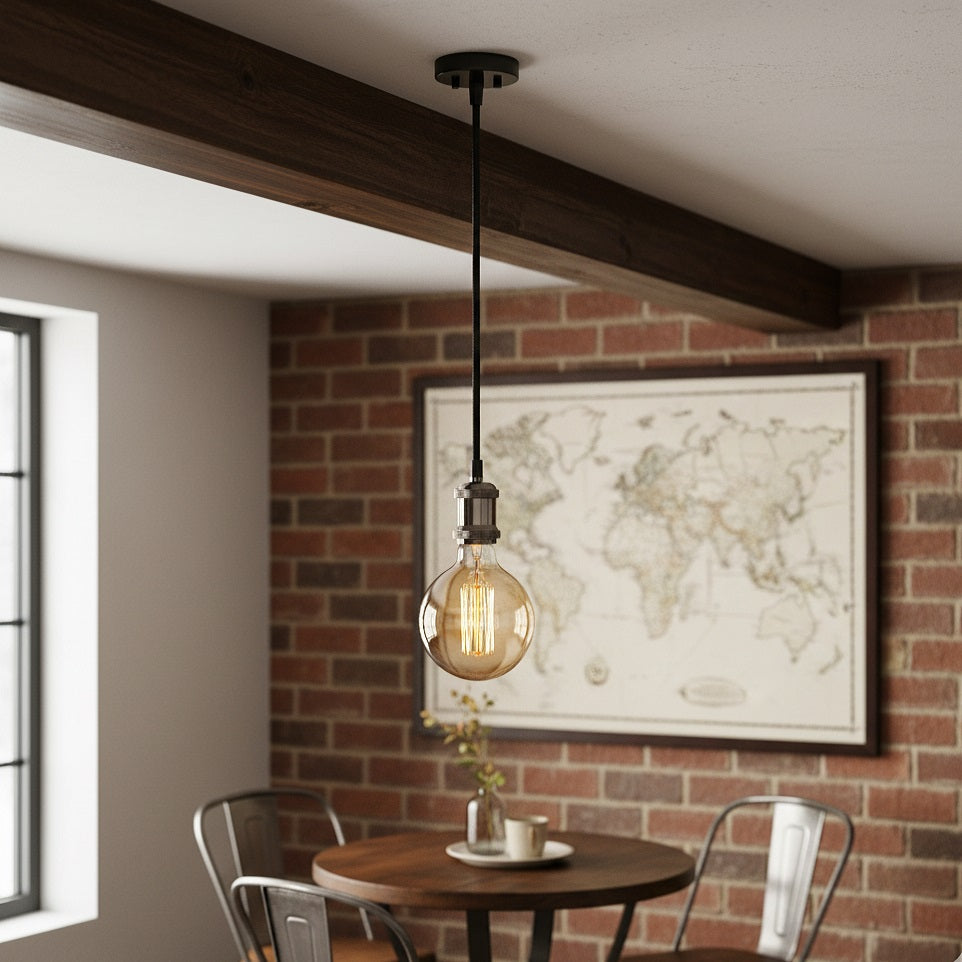 Energizer Adjustable Hanging Decorative Pendant Gunmetal Black 1.2Mtr S14680 | IP20 | Indoor Use Only | 1x ES Lamp Required