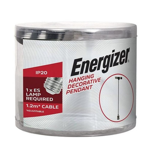 Energizer Adjustable Hanging Decorative Pendant Gunmetal Black 1.2Mtr S14680 | IP20 | Indoor Use Only | 1x ES Lamp Required