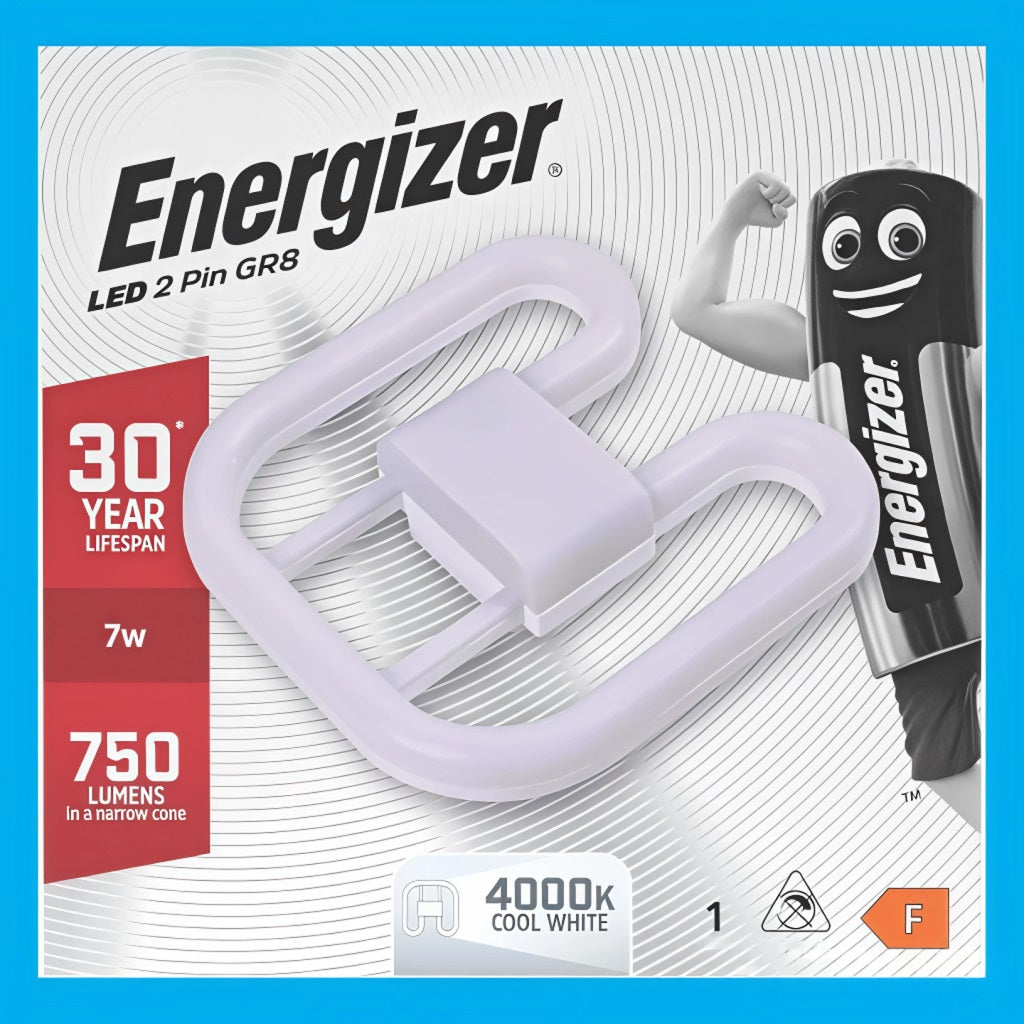 Energizer 2 Pin LED Lamp Cool White 135mm x 135mm x 33mm 7W S30400 | 750 Lumens in a Narrow Cone | 30 Year Life Span