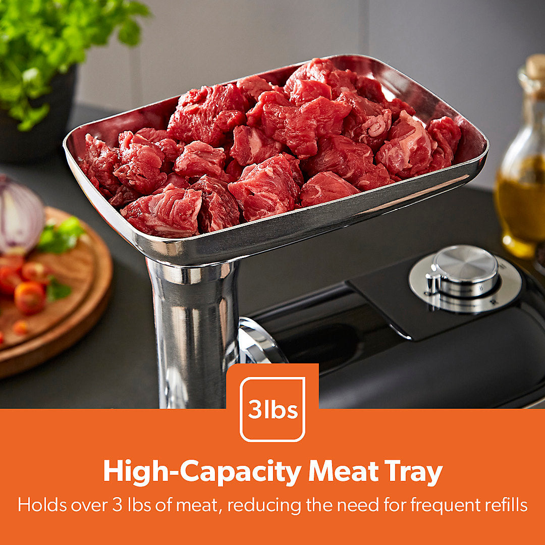 Geepas Meat Grinder Black and Silver 1800W GMG42510UK-BK | Stainless Steel Blade | Reverse Function | Powerful Copper Motor | Powerful and Easy Operation | Sausage Making Attachments | Multifunction