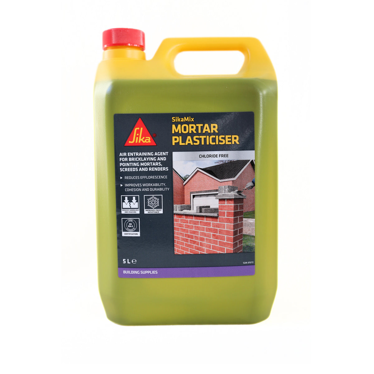 Sika Mix Mortar Plasticiser 5Ltr 445021 | Chloride Free | Reduces Efflorescence | Improves Workability-Cohesion and Durability | Reduces Shrinkage and Cracking | Improves Frost Resistance