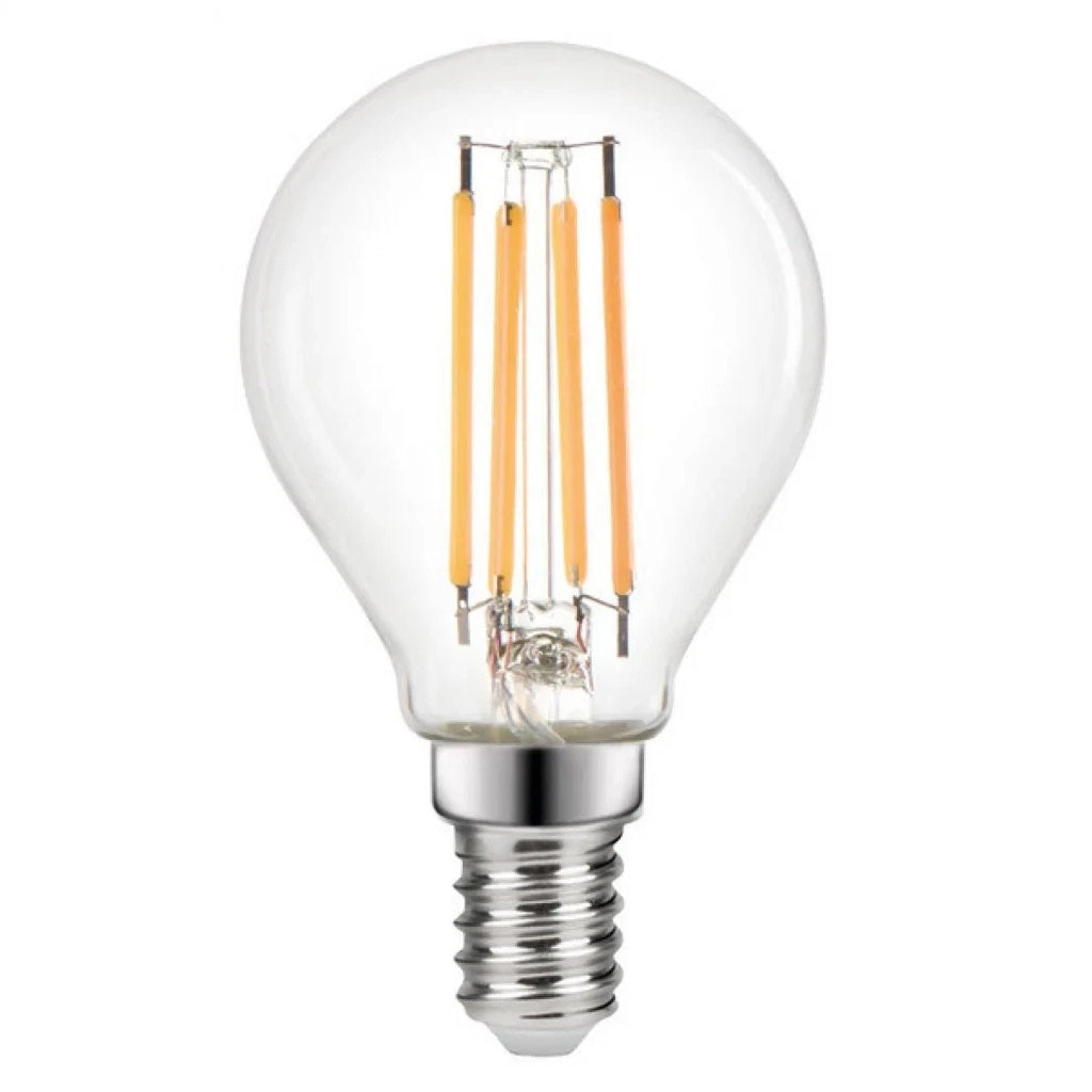 Energizer Golf Filament SES-E14 LED Bulb Transparent 78mm x 45mm S29790 | 5W | 40W Replacement | 2700K Warm White | 550 Lumens | 15-Year Lifespan | Dimmable | 15000Hr Lifespan | Mercury Free | Energy Rating E | CRI-80