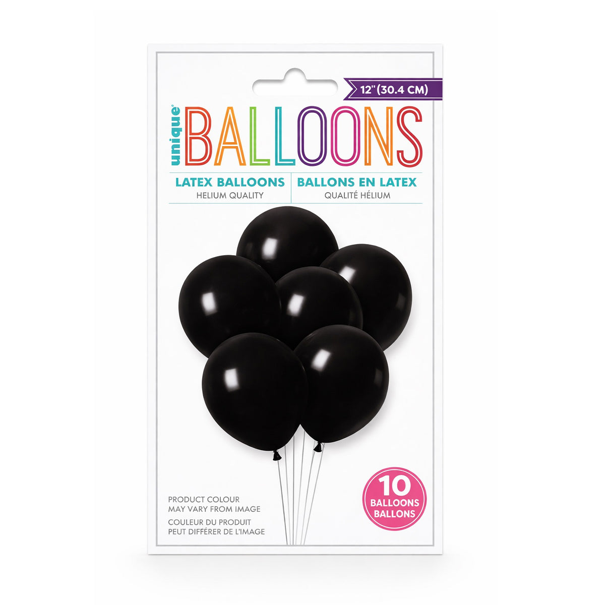 Unique Premium Latex Balloons Black 12-Inch Pack of 10 88014