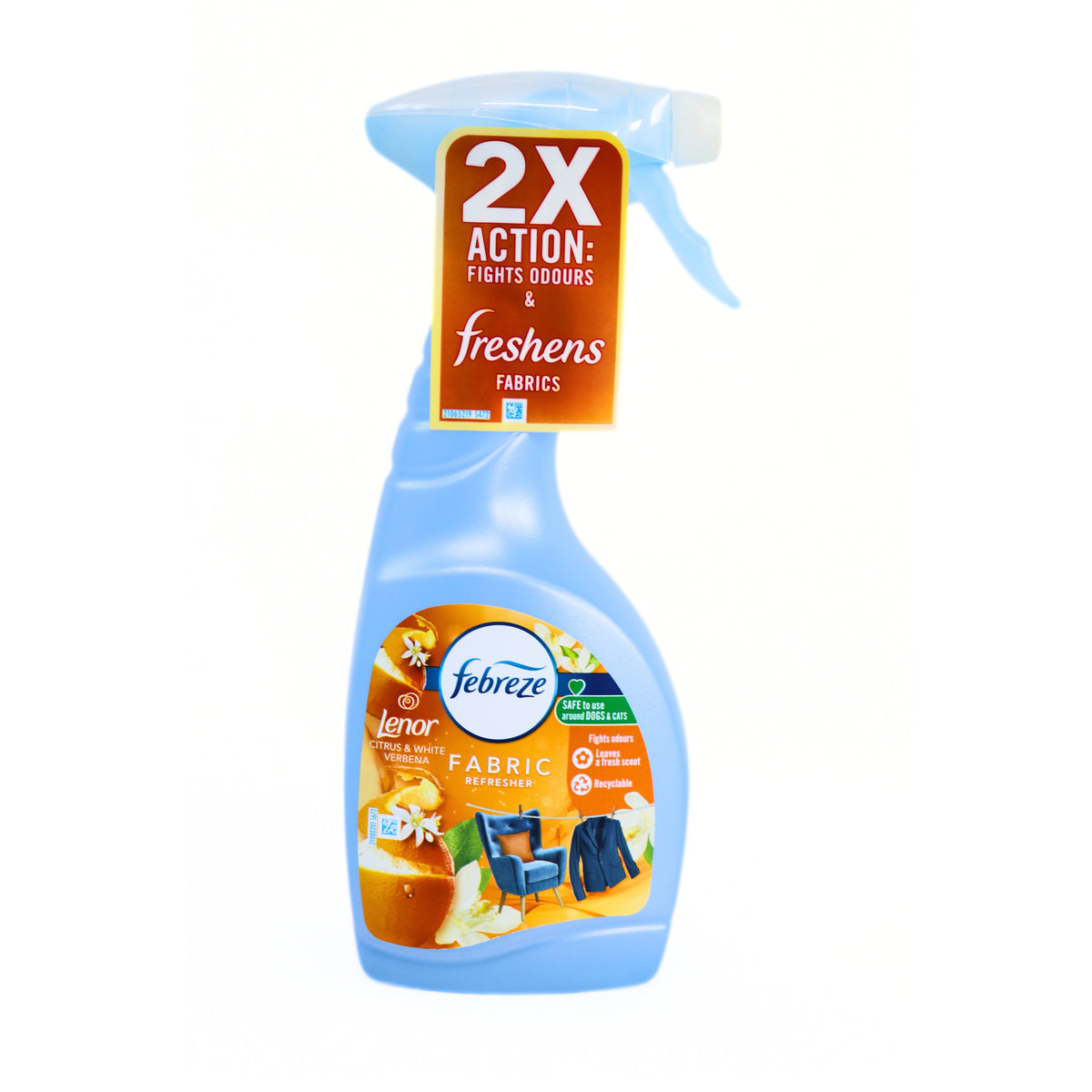 Febreze Citrus and White Verbena Fabric Refresher 500ml HOFEB282 | Safe to Use Around Dogs and Cats | Leaves a Fresh Scent | Recyclable | 2x Action Fight-Fights Odours and Freshens Fabrics