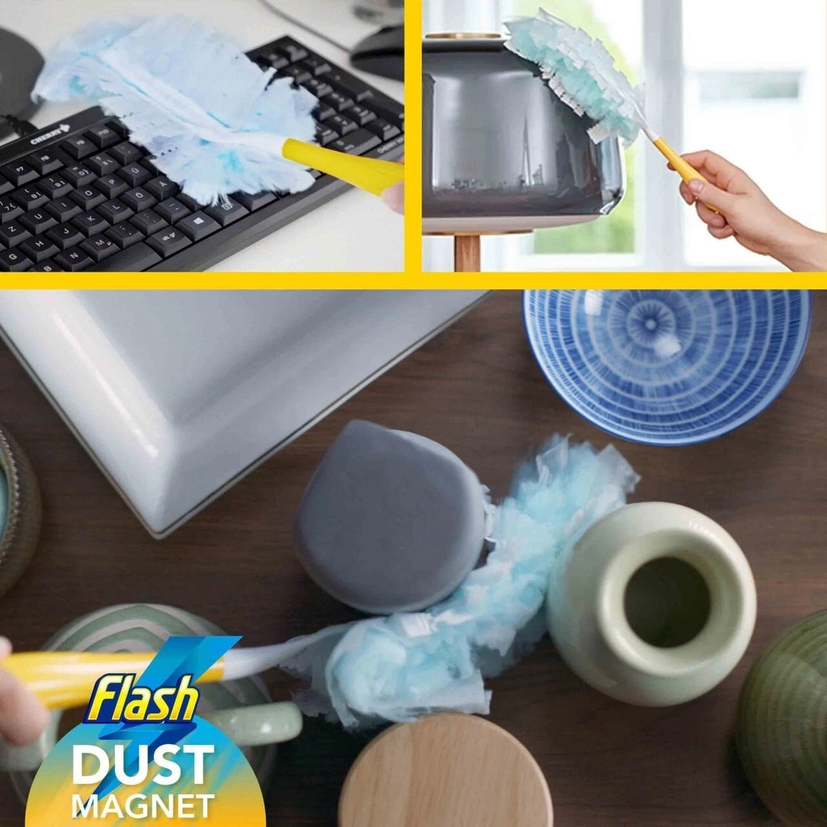 Flash Dust Magnet Starter Kit Cosy Assorted Pack of 5 HOFLA137 | Trap Plus Lock Dust Hair Allergens | 1x Handle | 4x Duster Pads